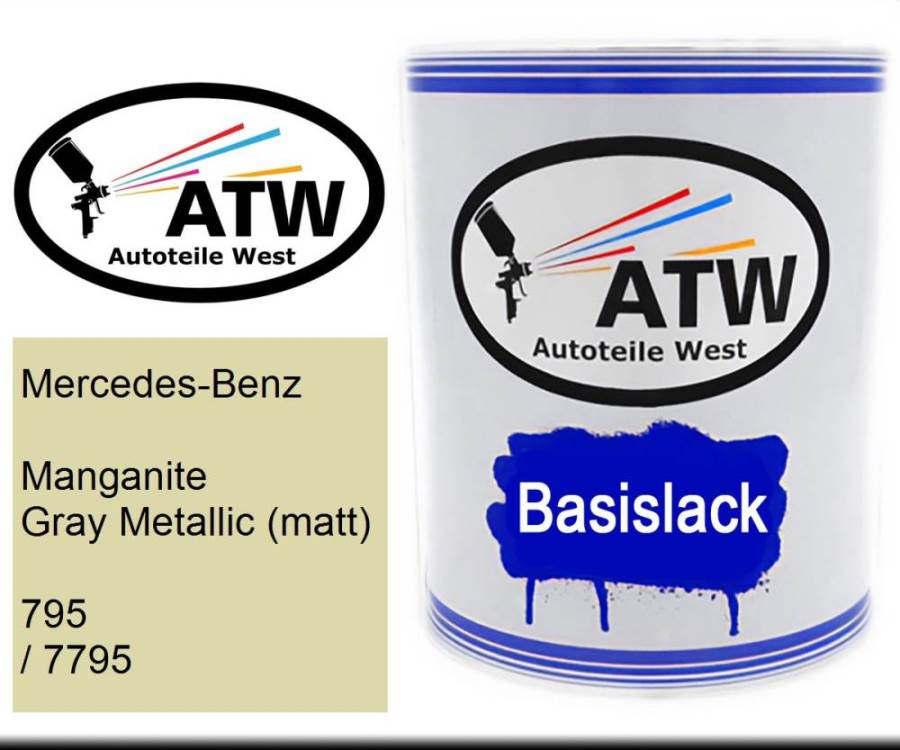 Mercedes-Benz, Manganite Gray Metallic (matt), 795 / 7795: 1L Lackdose, von ATW Autoteile West.